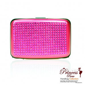 Sleek Durable Aluminum Card Holder/ Wallet with Rhinestone Decor.
